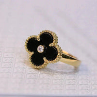 [Solara Jewelry ]CLOVER ONYX RING GOLD DIAMOND