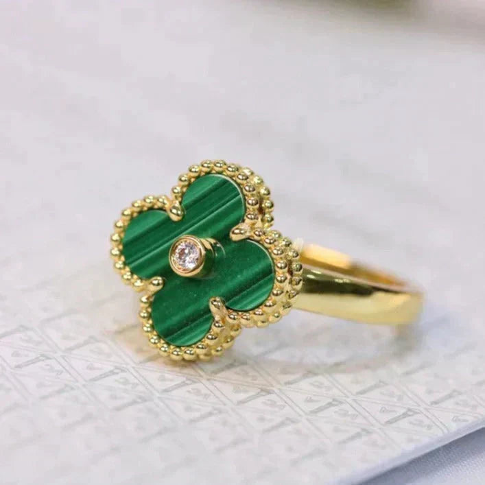 [Solara Schmuck ]KLEE MALACHIT RING GOLD DIAMANT
