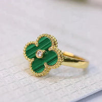 [Solara Jewelry ]CLOVER MALACHITE RING GOLD DIAMOND