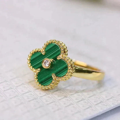 [Solara Schmuck ]KLEE MALACHIT RING GOLD DIAMANT