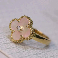 [Solara Jewelry ]CLOVER PINK MOP RING GOLD DIAMOND