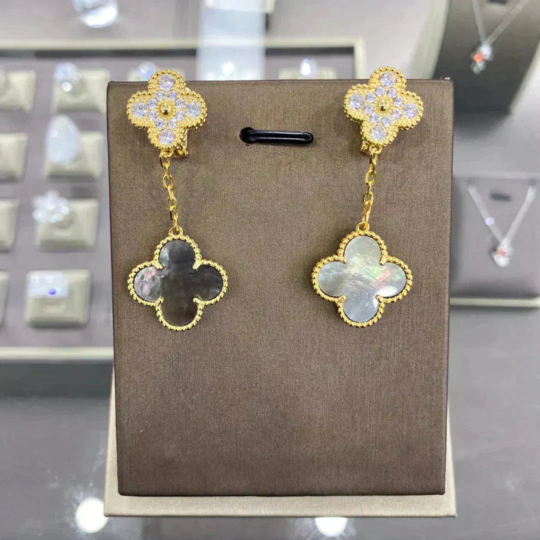 [Solara Jewelry ]CLOVER  2 MOTIFS  DIAMOND  EARRINGS (MULTIPLE CHOICESç´