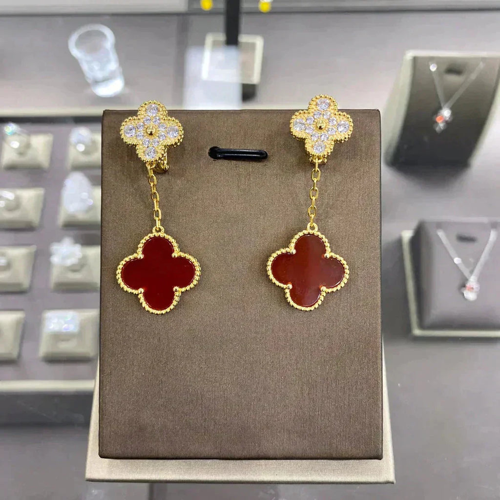 [Solara Jewelry ]CLOVER  2 MOTIFS  DIAMOND  EARRINGS (MULTIPLE CHOICESç´