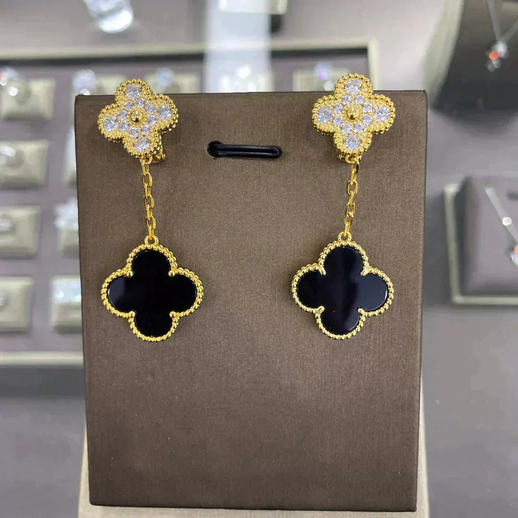 [Solara Jewelry ]CLOVER  2 MOTIFS  DIAMOND  EARRINGS (MULTIPLE CHOICESç´