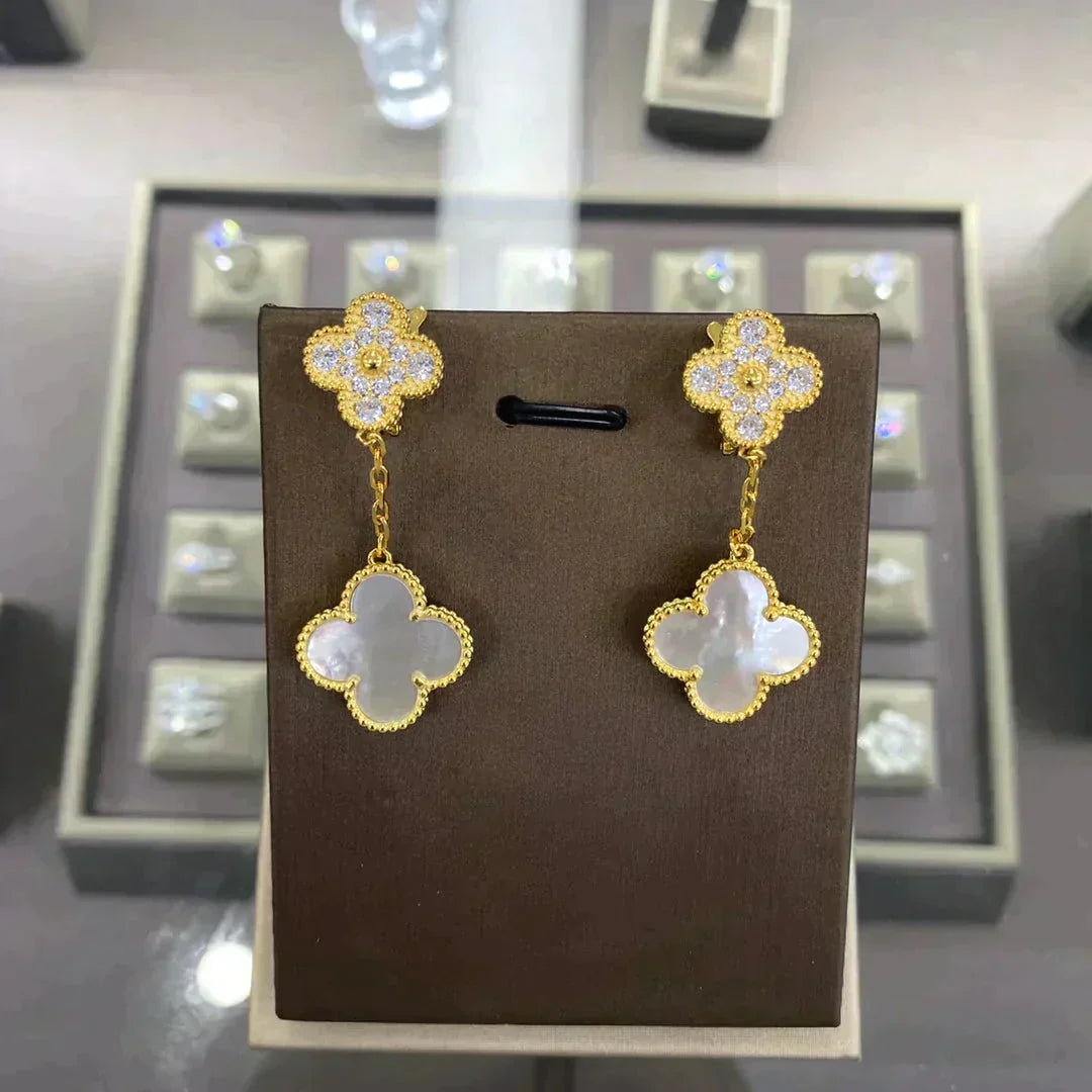 [Solara Jewelry ]CLOVER 2 MOTIFS DIAMANT-OHRRINGE (MEHRFACHAUSWAHL)