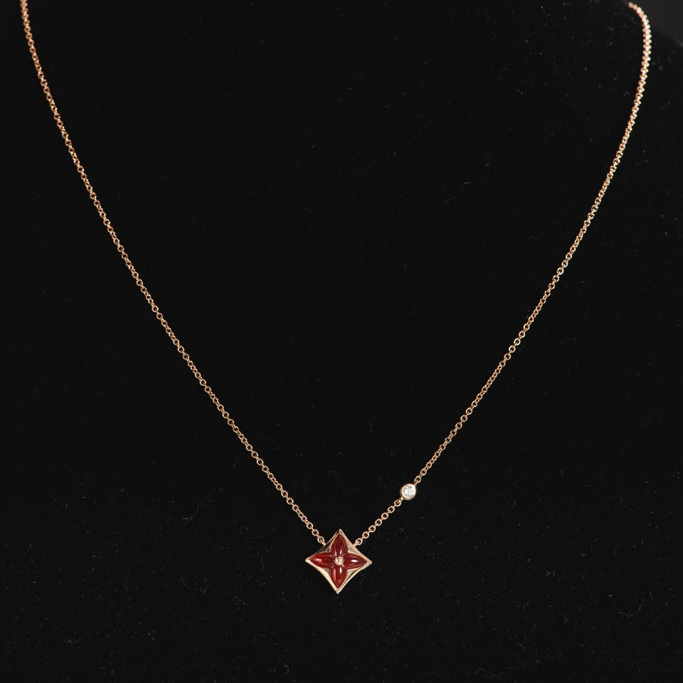 [Solara Jewelry ]STAR NECKLACE PINK GOLD 1 DIAMOND