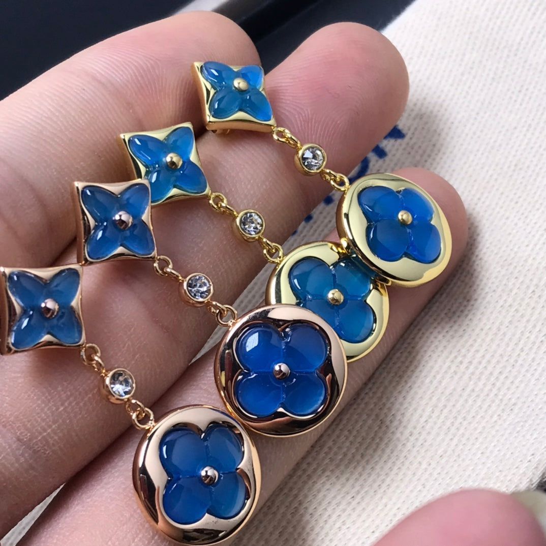 [Solara Jewelry ]STAR AND SUN AGATE DIAMOND EARRINGS