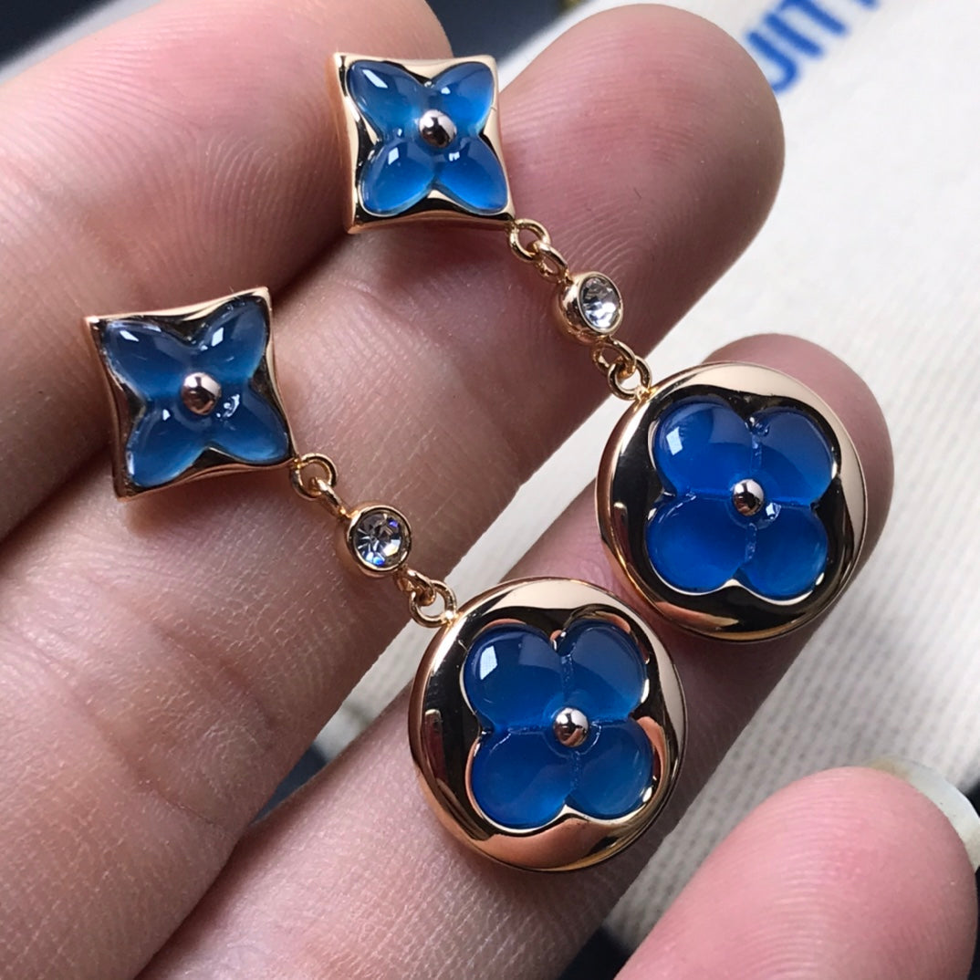 [Solara Jewelry ]STAR AND SUN AGATE DIAMOND EARRINGS