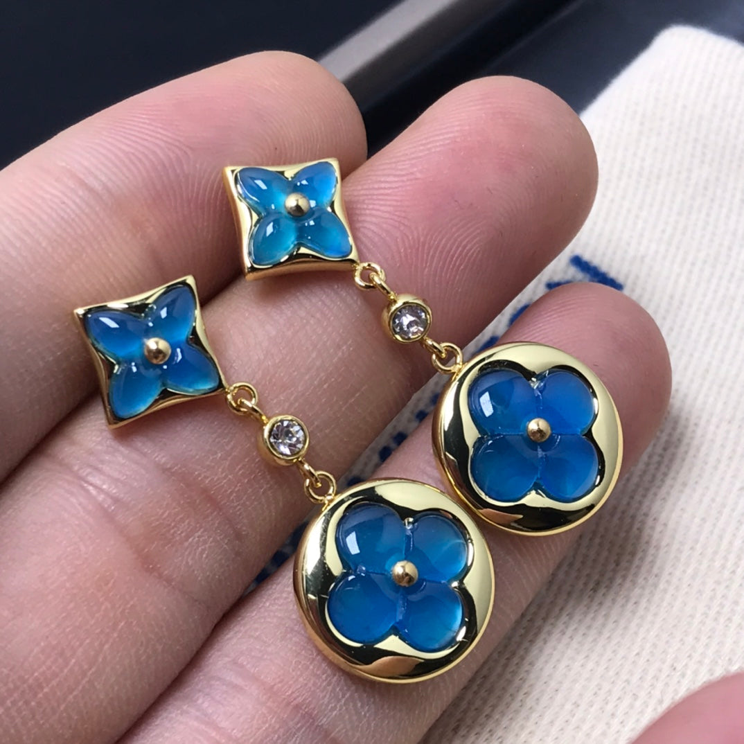 [Solara Jewelry ]STAR AND SUN AGATE DIAMOND EARRINGS