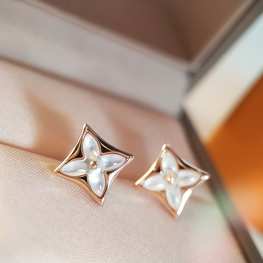 [Solara Jewelry ]STAR MOP PINK GOLD EARRINGS