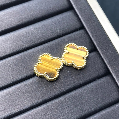 [Solara Jewelry ]CLOVER MEDIUM 1 MOTIFS TIGEREYE OHRRINGE