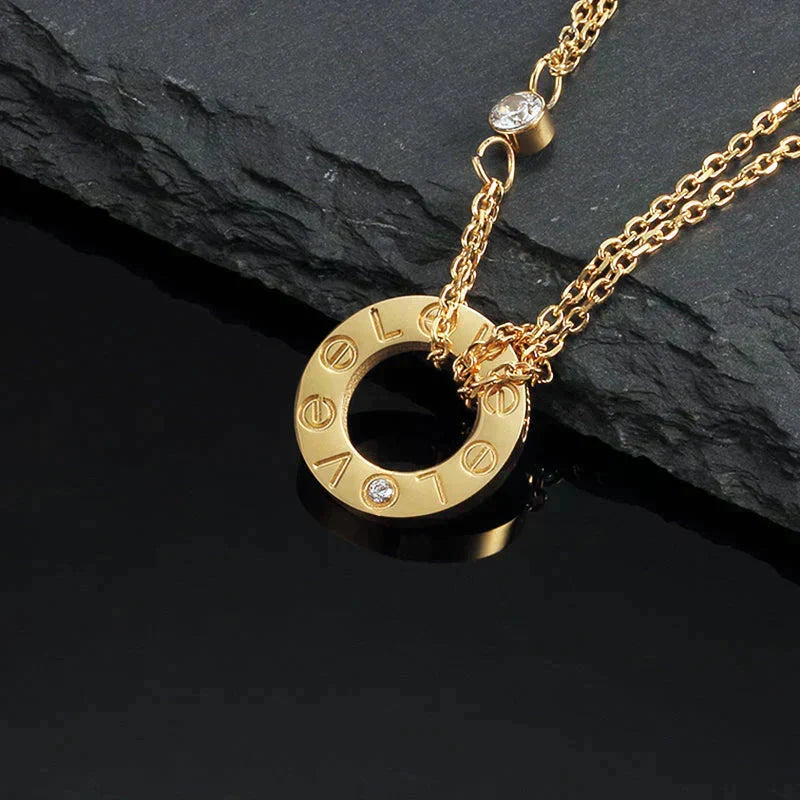 [Solara Jewelry ]LOVE ネックレス 16MM 2 ダイヤモンド