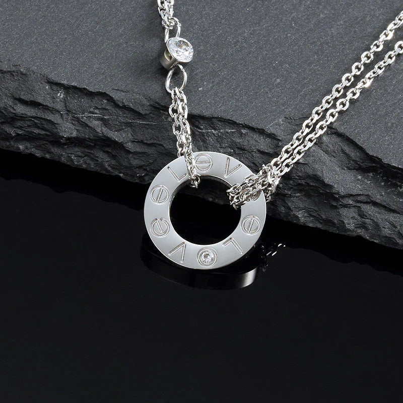 [Solara Jewelry ]LOVE NECKLACE 16MM 2 DIAMONDS