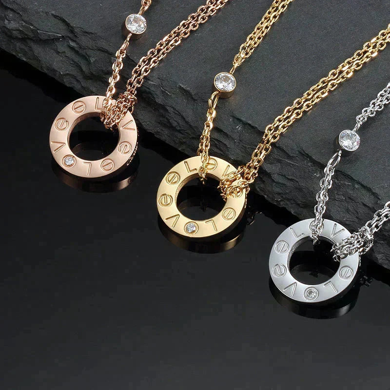 [Solara Jewelry ]LOVE ネックレス 16MM 2 ダイヤモンド