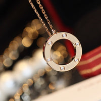 [Solara Jewelry ]LOVE NECKLACE 16MM 6 DIAMONDS PINK GOLD