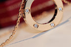 [Solara Jewelry ]LOVE ネックレス 16MM 6 ダイヤモンド ピンクゴールド