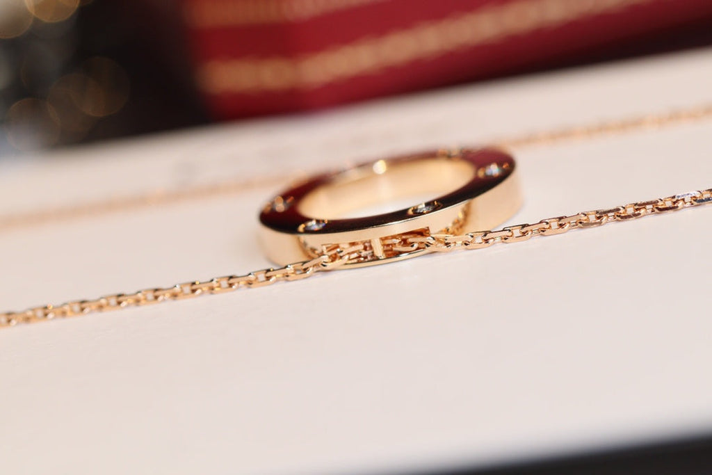 [Solara Jewelry ]LOVE ネックレス 16MM 6 ダイヤモンド ピンクゴールド