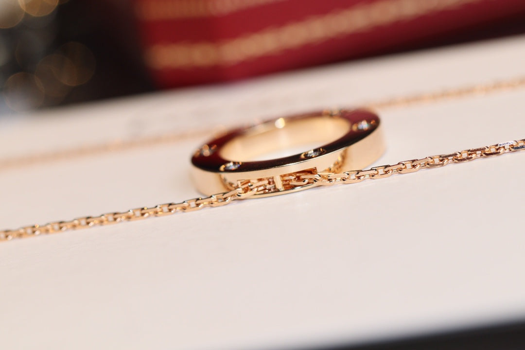 [Solara Jewelry ]LOVE ネックレス 16MM 6 ダイヤモンド ピンクゴールド