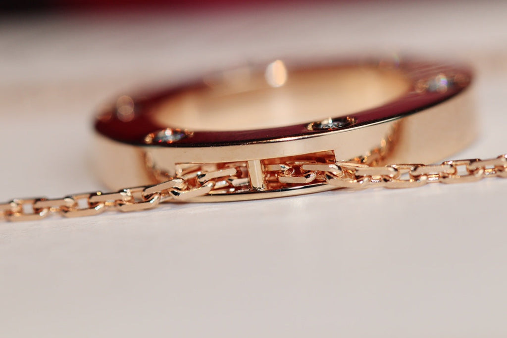 [Solara Jewelry ]LOVE ネックレス 16MM 6 ダイヤモンド ピンクゴールド