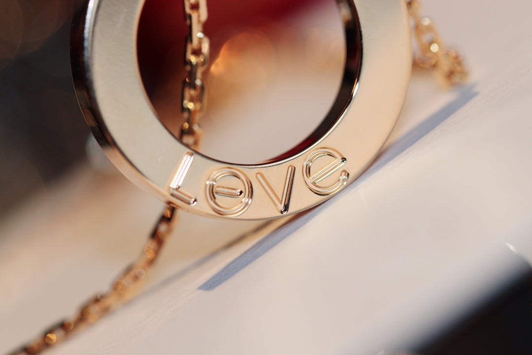 [Solara Jewelry ]LOVE HALSKETTE 16MM 6 DIAMANTEN ROSÉGOLD