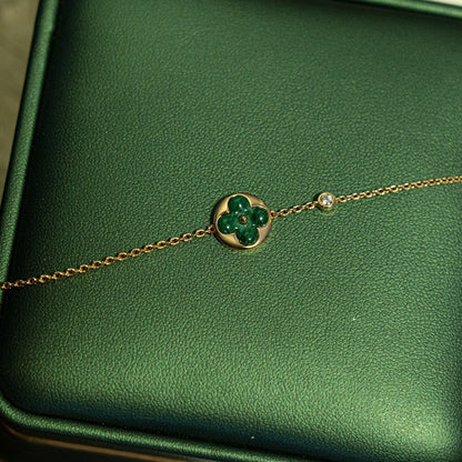 [Solara Jewelry ]サン マラカイト 1ダイヤモンド ピンクゴールド ブレスレット