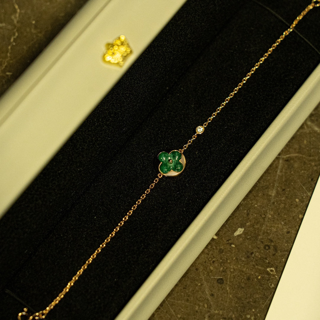 [Solara Jewelry ]サン マラカイト 1ダイヤモンド ピンクゴールド ブレスレット