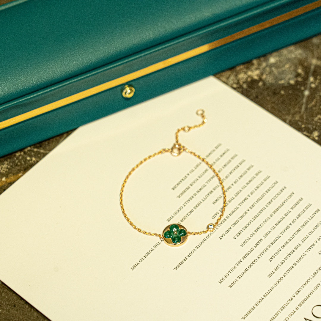 [Solara Jewelry ]サン マラカイト 1ダイヤモンド ピンクゴールド ブレスレット
