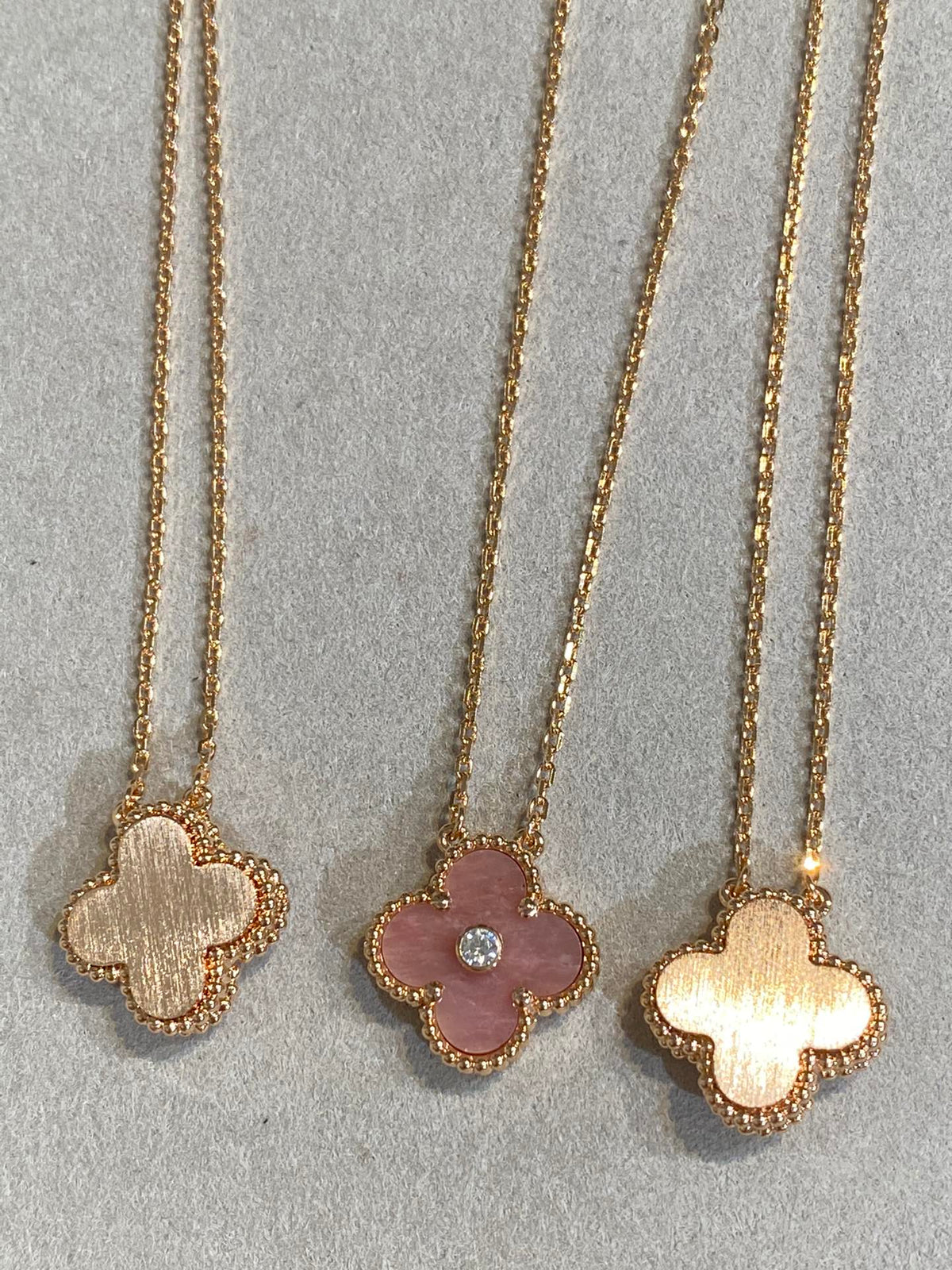 [Solara Jewelry ]クローバー 15mm ダイヤモンド ロードナイト ネックレス