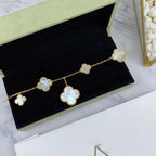 [Solara Jewelry ]マジッククローバーMOPゴールドブレスレット5モチーフ