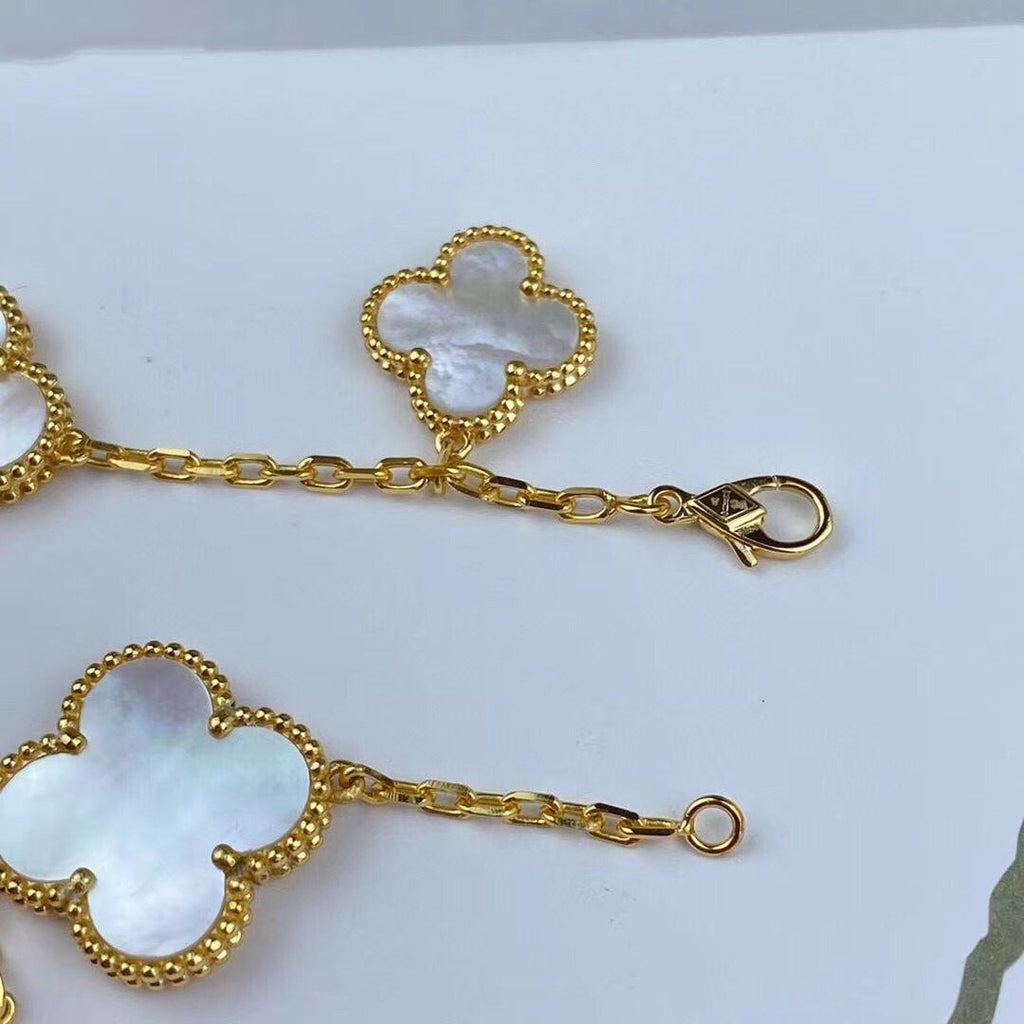 [Solara Jewelry ]マジッククローバーMOPゴールドブレスレット5モチーフ