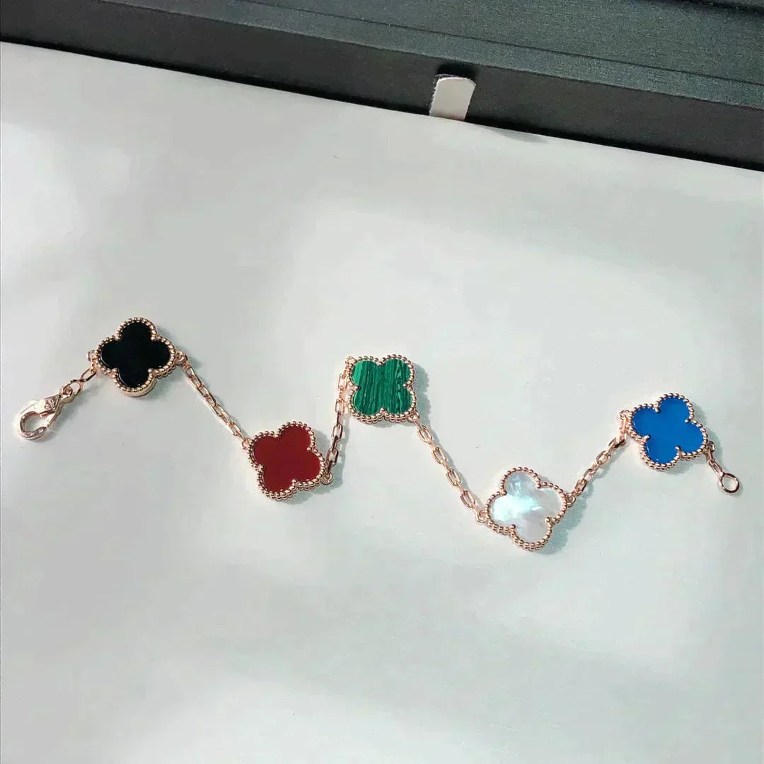 [Solara Jewelry ]CLOVER 5 MOTIFS MULTICOLOR BRACELET