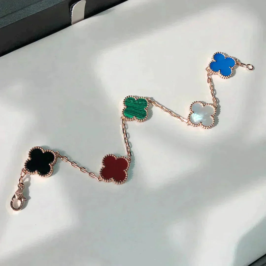 [Solara Jewelry ]CLOVER 5 MOTIFS MULTICOLOR BRACELET
