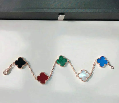 [Solara Jewelry ]CLOVER 5 MOTIFS MULTICOLOR BRACELET