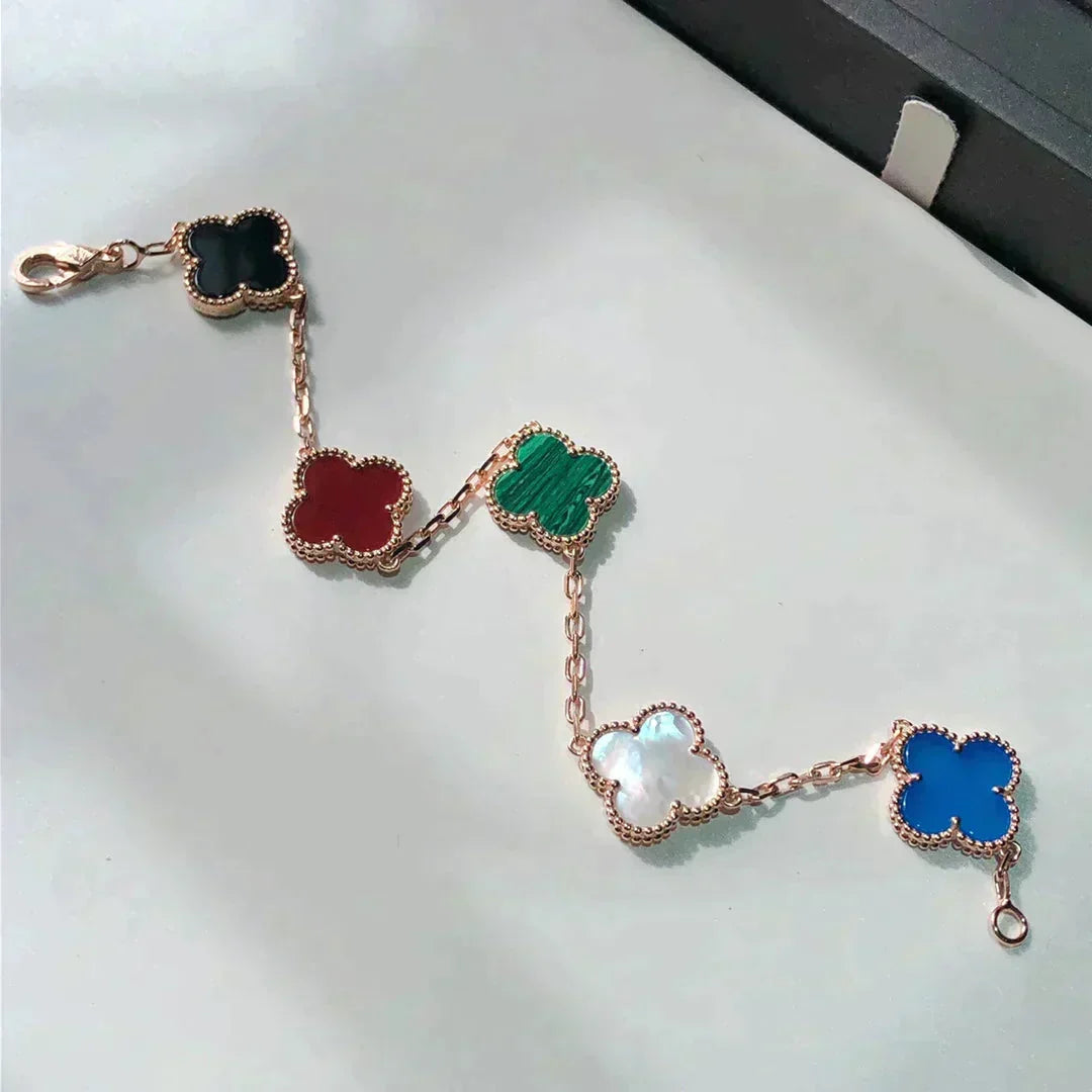 [Solara Jewelry ]CLOVER 5 MOTIFS MULTICOLOR BRACELET