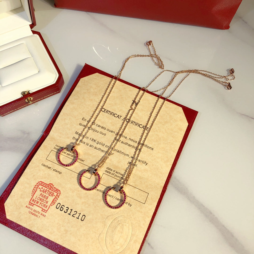 [Solara Jewelry ]JUSTE NECKLACE GOLD RED DIAMONDS