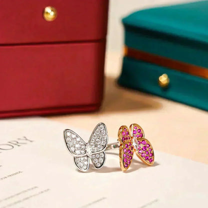 [Solara Jewelry ]TWIN BUTTERFLY DIAMOND RING