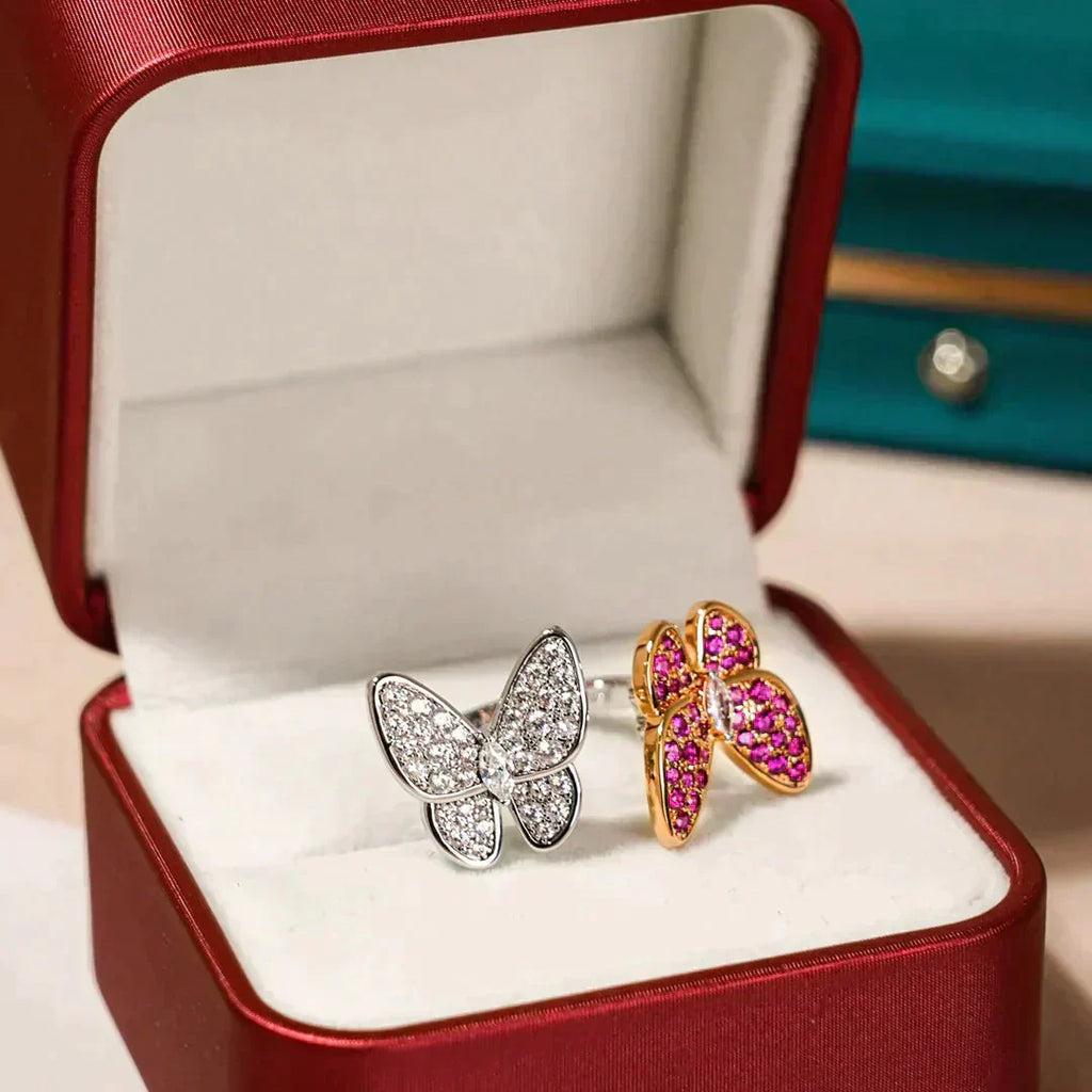 [Solara Jewelry ]TWIN BUTTERFLY DIAMOND RING