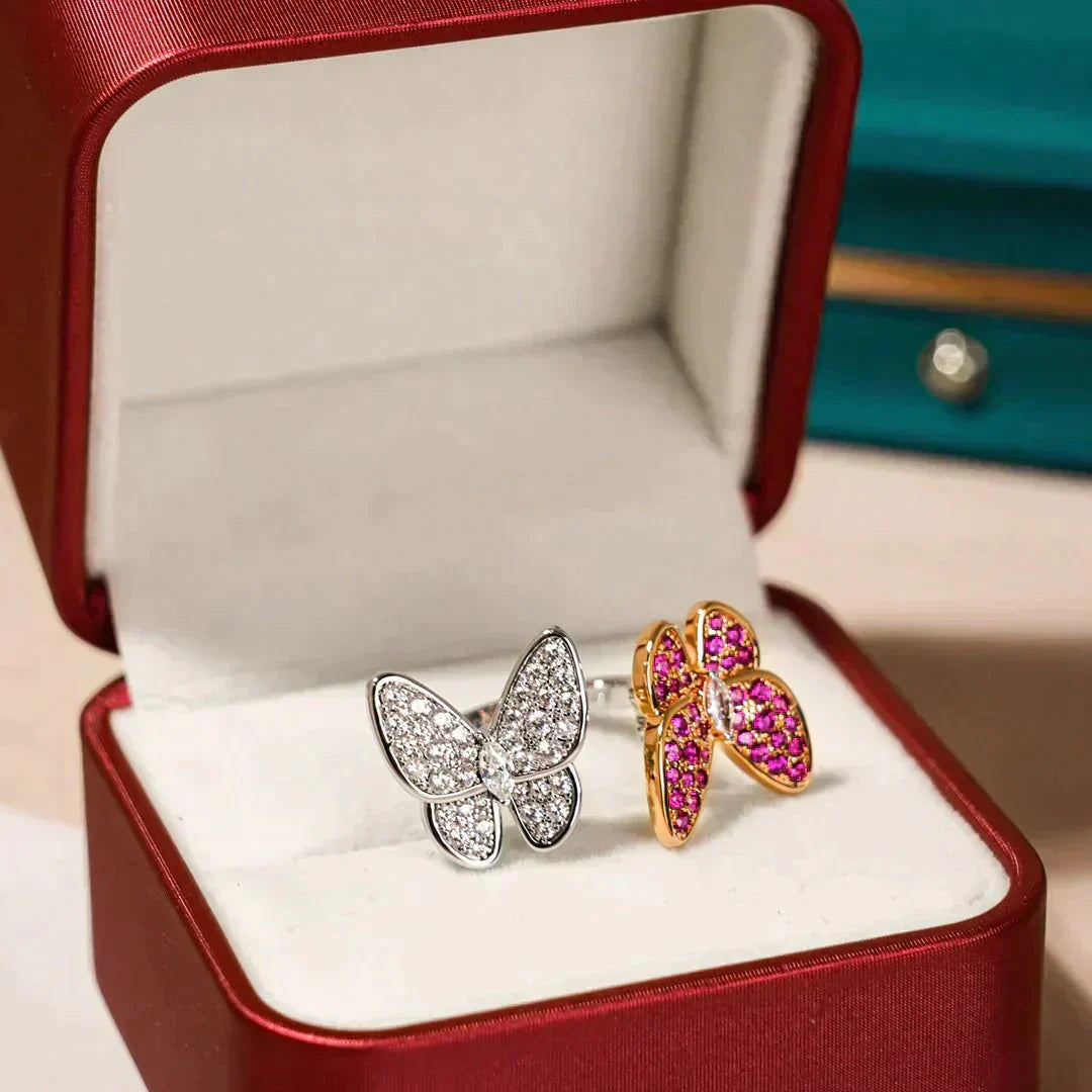 [Solara Jewelry ]TWIN BUTTERFLY DIAMOND RING