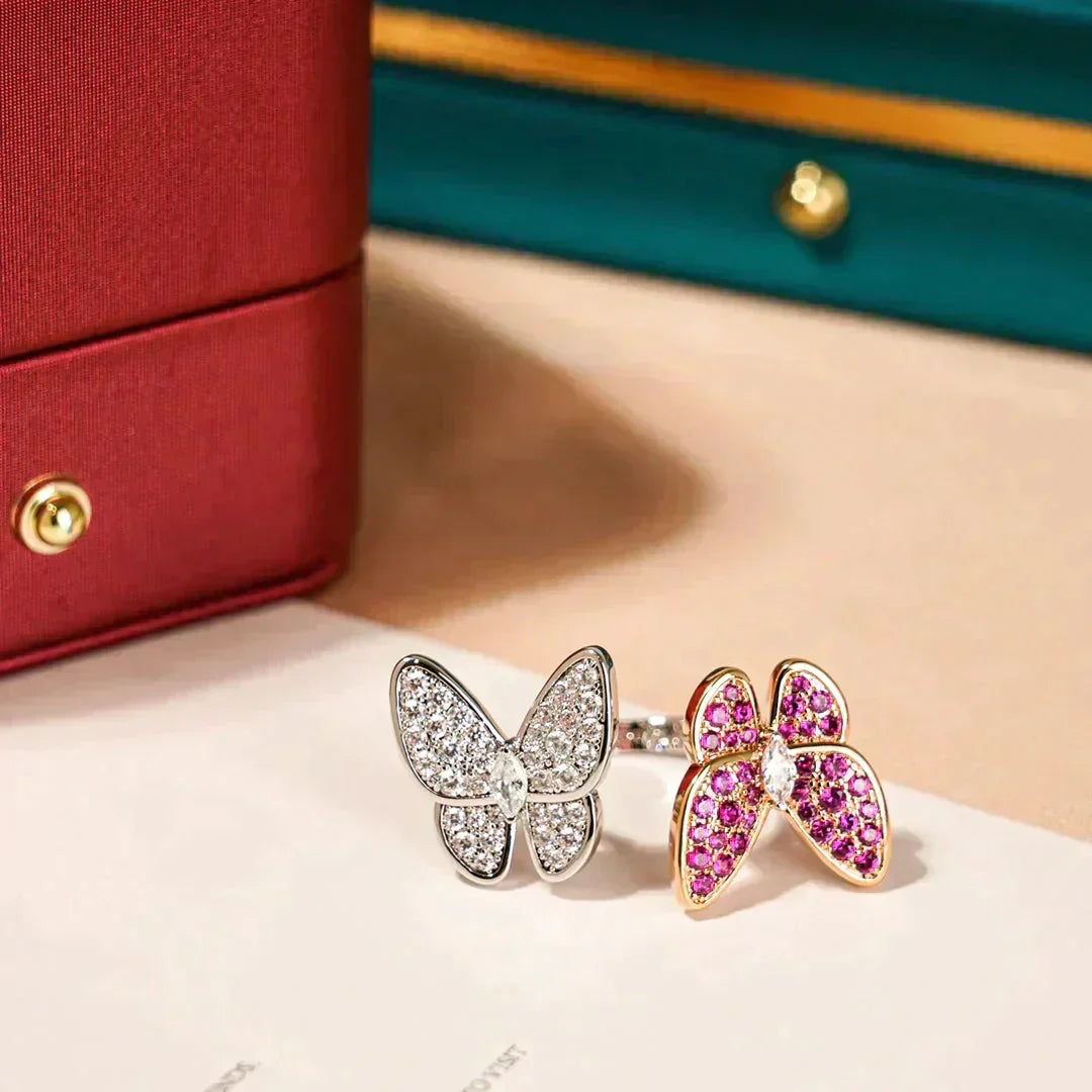 [Solara Jewelry ]TWIN BUTTERFLY DIAMOND RING