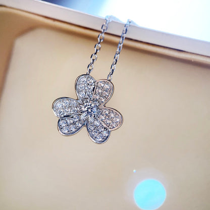 [Solara Jewelry ]クローバー ダイヤモンド ネックレス シルバー