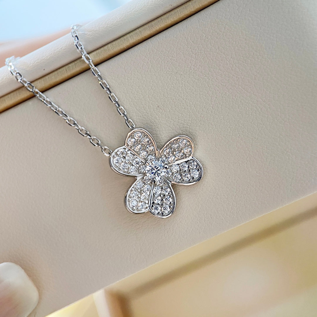 [Solara Jewelry ]クローバー ダイヤモンド ネックレス シルバー