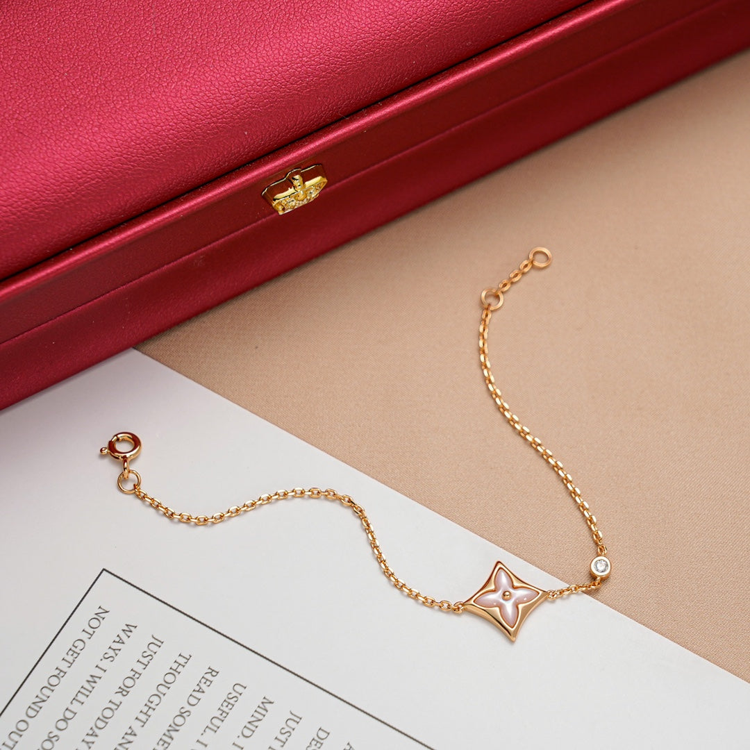 [Solara Jewelry ]STAR 1 DIAMOND PINK GOLD BRACELET