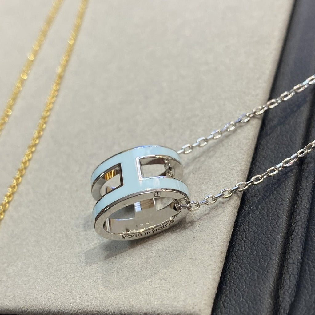 [Solara Jewelry ]POP H LIGHT BLUE NECKLACE