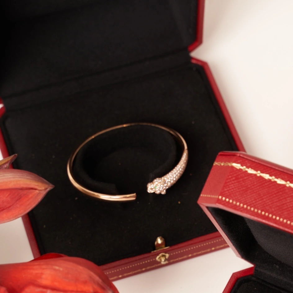 [Solara Jewelry ]パンテール ローズゴールド ダイヤモンド オープンブレスレット