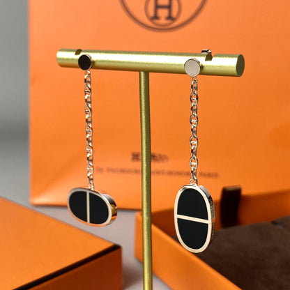 [Solara Jewelry ]CHAINE VERSO BLACK CERAMIC EARRINGS