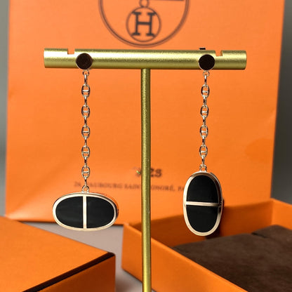 [Solara Jewelry ]CHAINE VERSO BLACK CERAMIC EARRINGS
