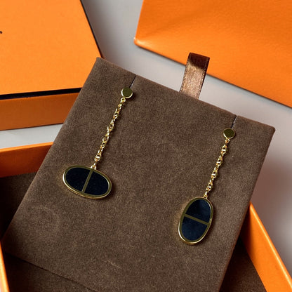[Solara Jewelry ]CHAINE VERSO BLACK CERAMIC EARRINGS