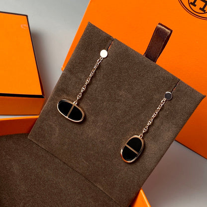 [Solara Jewelry ]CHAINE VERSO BLACK CERAMIC EARRINGS