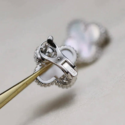 [Solara Jewelry ]KLEEBÜTE MITTLERE 1 MOTIVE PERLMUTT WEISSE OHRRINGE SILBER