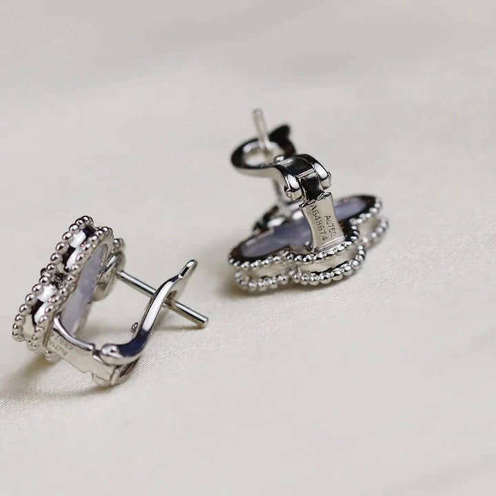 [Solara Jewelry ]KLEEBÜTE MITTLERE 1 MOTIVE PERLMUTT WEISSE OHRRINGE SILBER